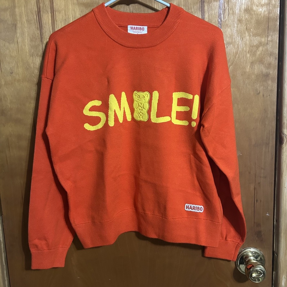 Jc Penney × Haribo Gummy Bear Candy‎ SMILE Orange sweatshirt Sweater Womens Med